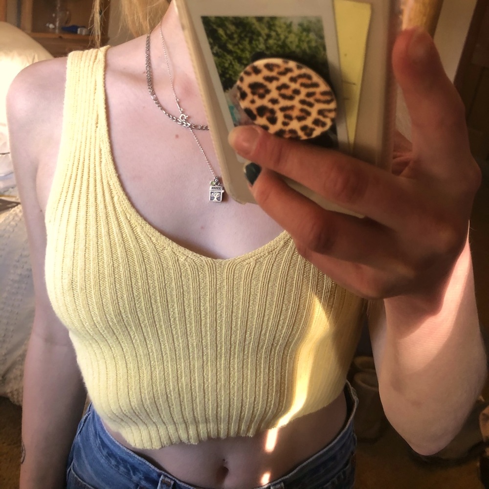Brandy Melville Yellow knit tank top